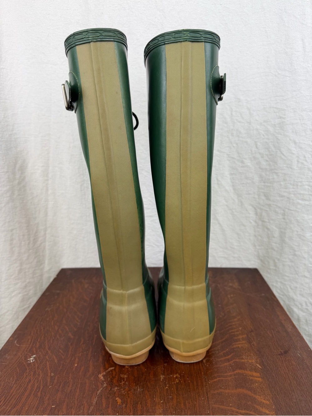 Hunter Women’s 7 Green Lace Up Tall Rubber Rain Boots Knee High circa 2010-2012 - Picture 7 of 16